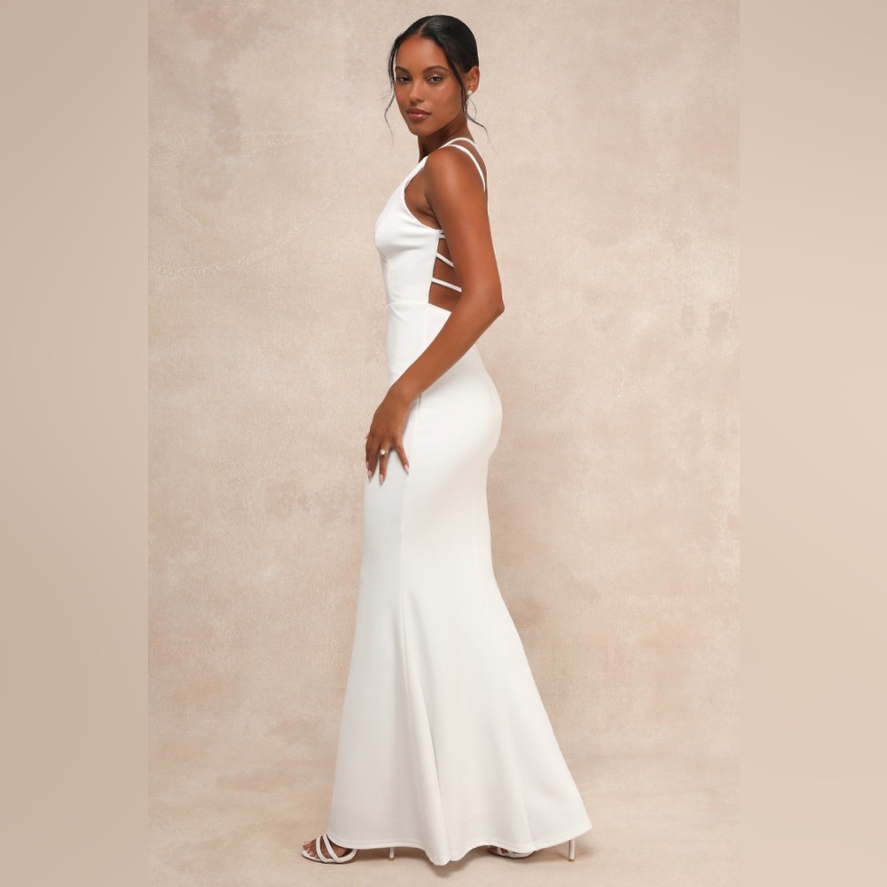 Lulus All this Allure White Strappy Backless Mermaid Maxi Dress - Women’s Size L